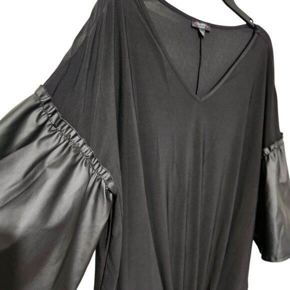 Cocomo Top For Size 3X Black Stretch Lightweight Vneck Flare Sleeve - Picture 2 of 9